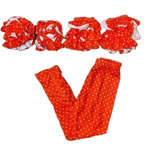 Pipperdoodle’s red polka dot leggings